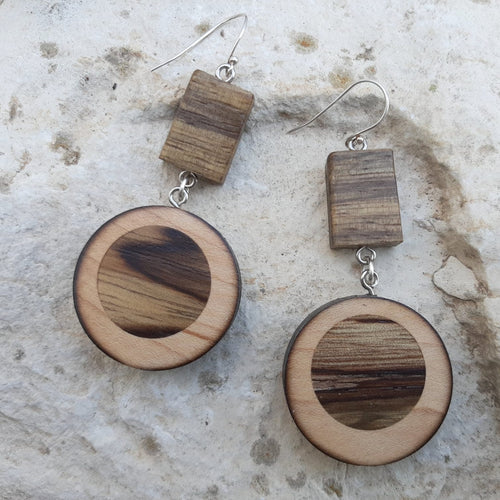 African Walnut and Maple Earrings