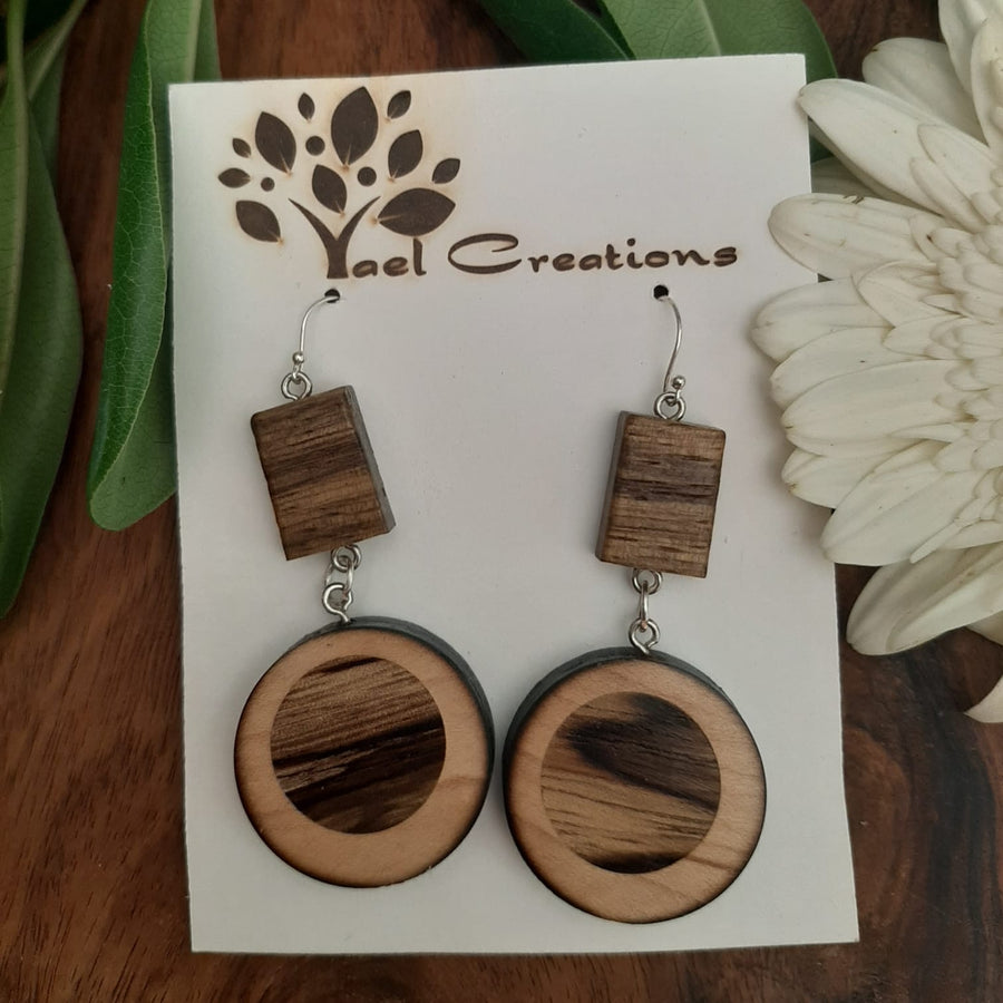 African Walnut and Maple Earrings