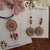 Colorful pink and green necklace and earring set