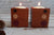 Mahogany Candlesticks with Wood Inlay