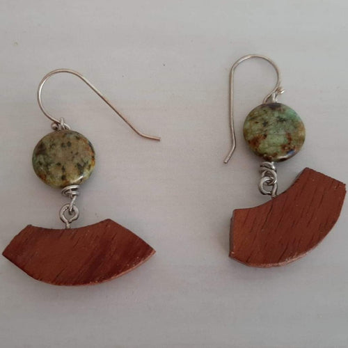 Padauk Wood and Turquoise earrings