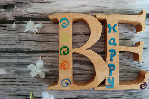 Be Happy Word Art with Spirals