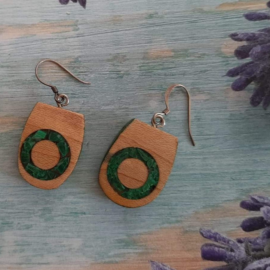 Maple and Malachite earrings