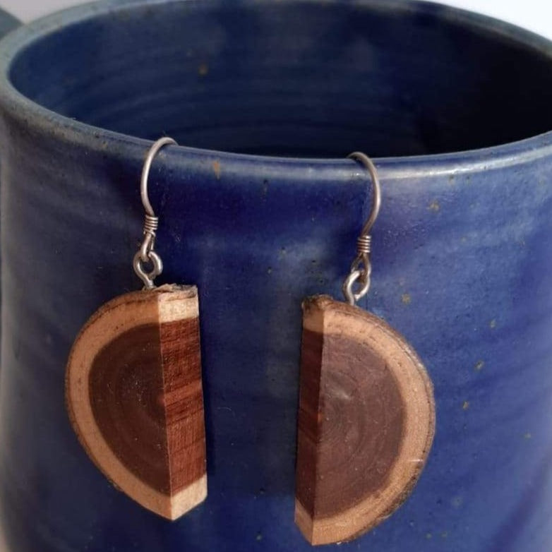 Natural Wood slice earrings and necklace set