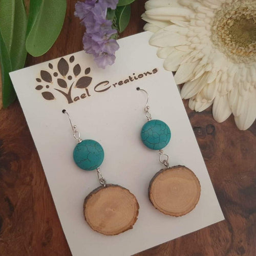 Turquoise and Mulberry wood Earrings