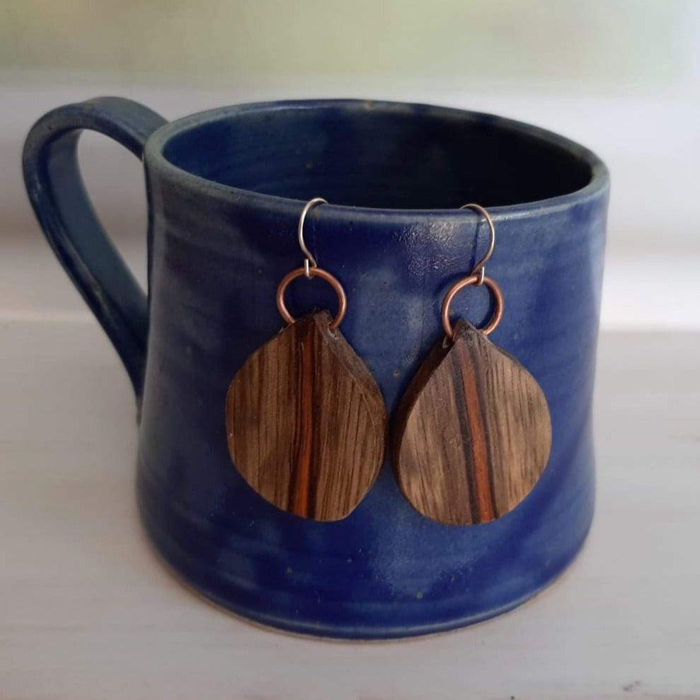 African Walnut and Copper Earrings and Necklace Set