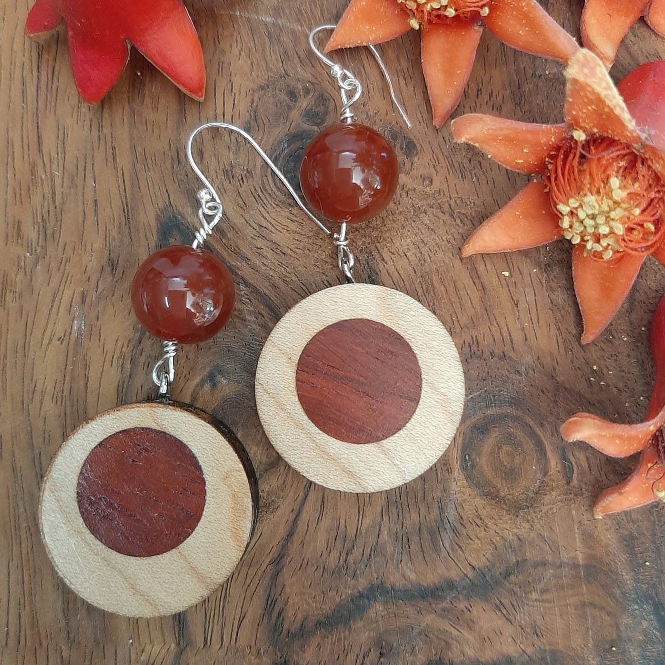 Maple and Padauk Inlaid Jewelry Set