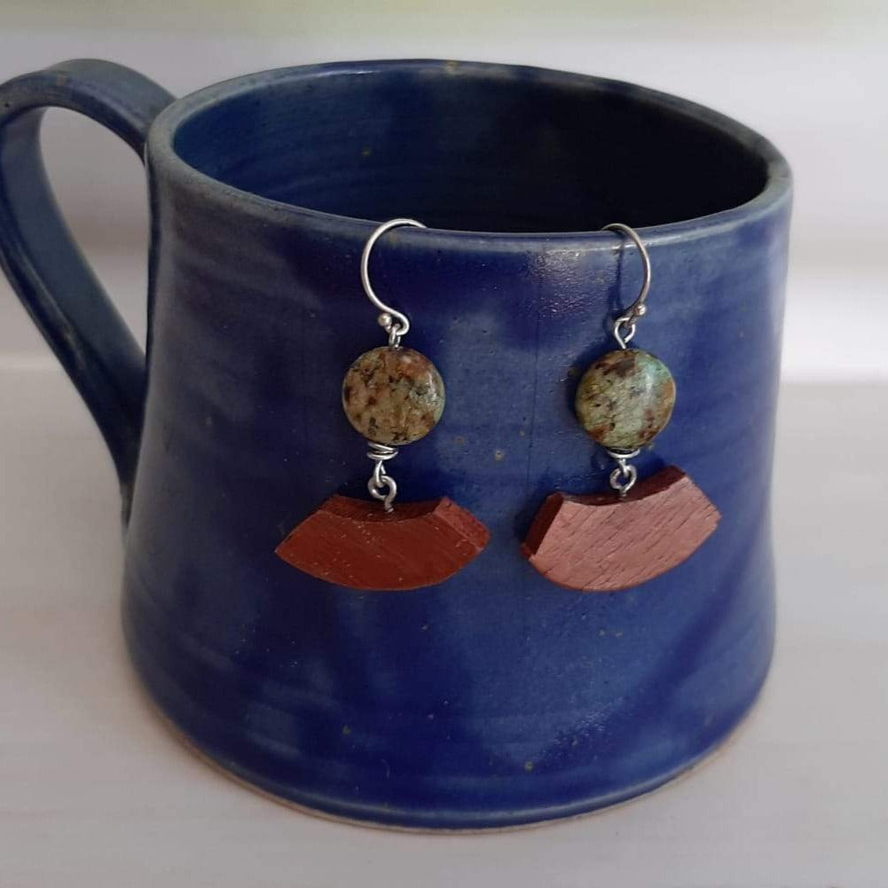 Padauk Wood and Turquoise earrings