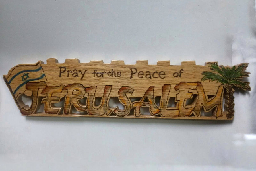 Pray for the Peace of Jerusalem Plaque with flag