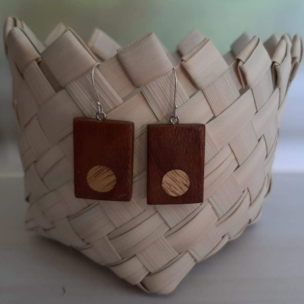 Reclaimed  minimalist rectangular hard wood earrings